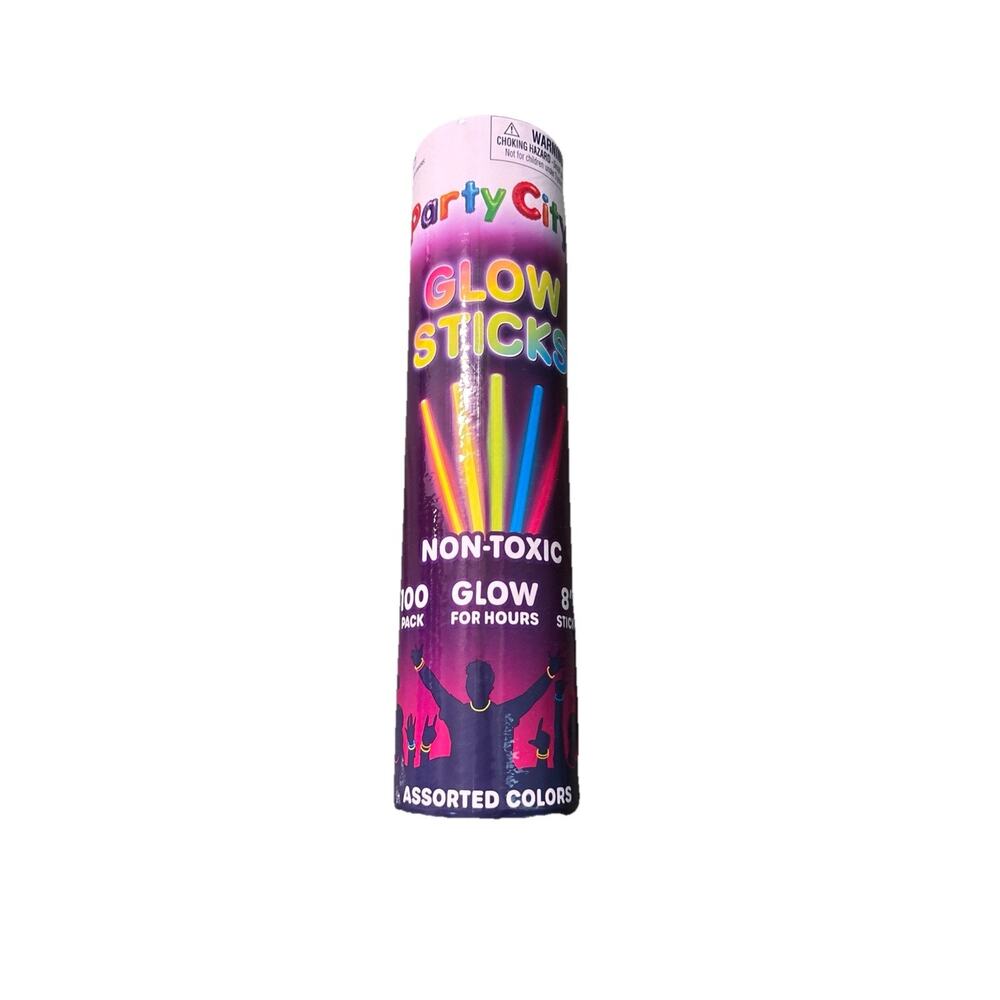 Party City 100 Glow Sticks Bulk Party Pack 8” Neon Glow in the Dark Party. 1 Per